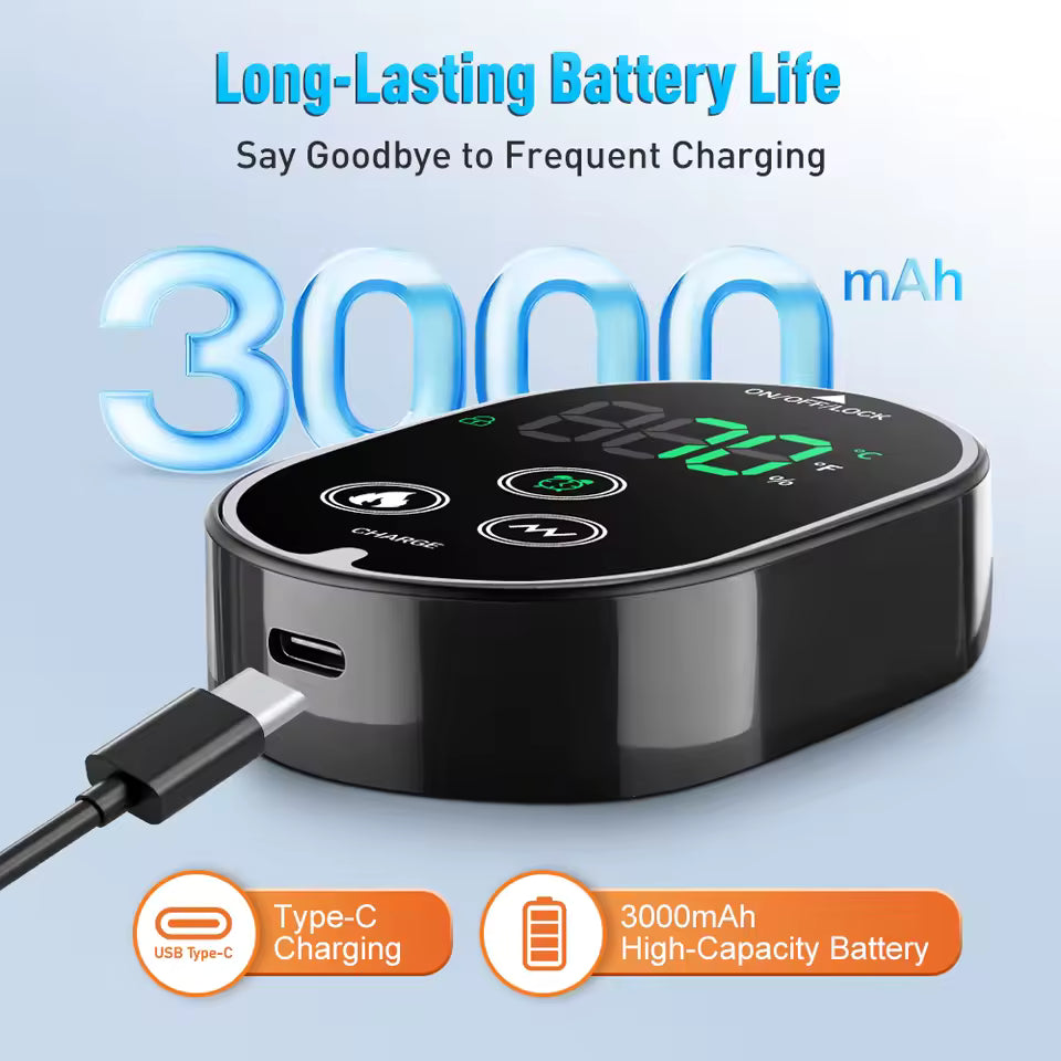 Black electronic device with digital display and USB cable