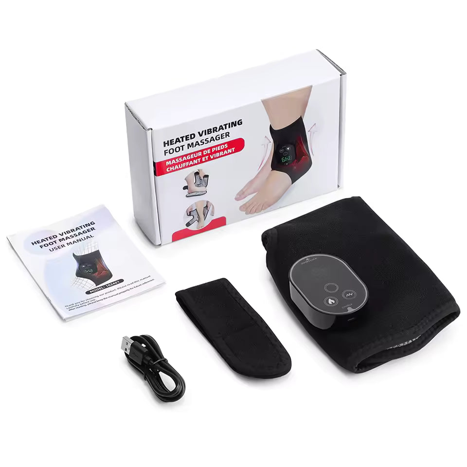 Black Heated vibrating foot massager with accessories